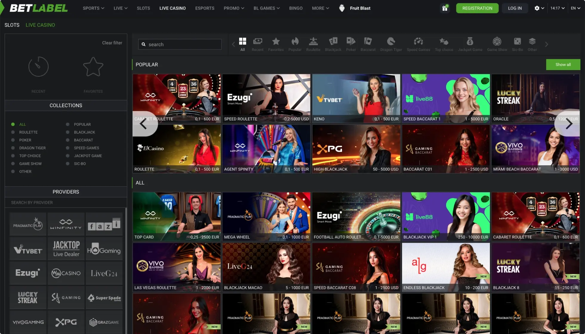 BetLabel Casino Games